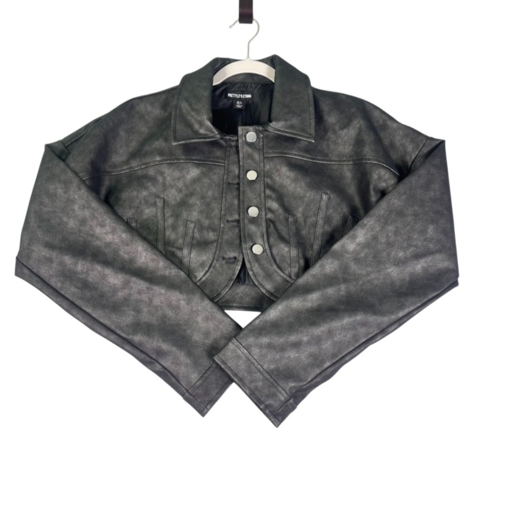 PrettyLittleThing‎ Cropped Faux Leather Jacket Black S – NWT - Picture 10 of 10